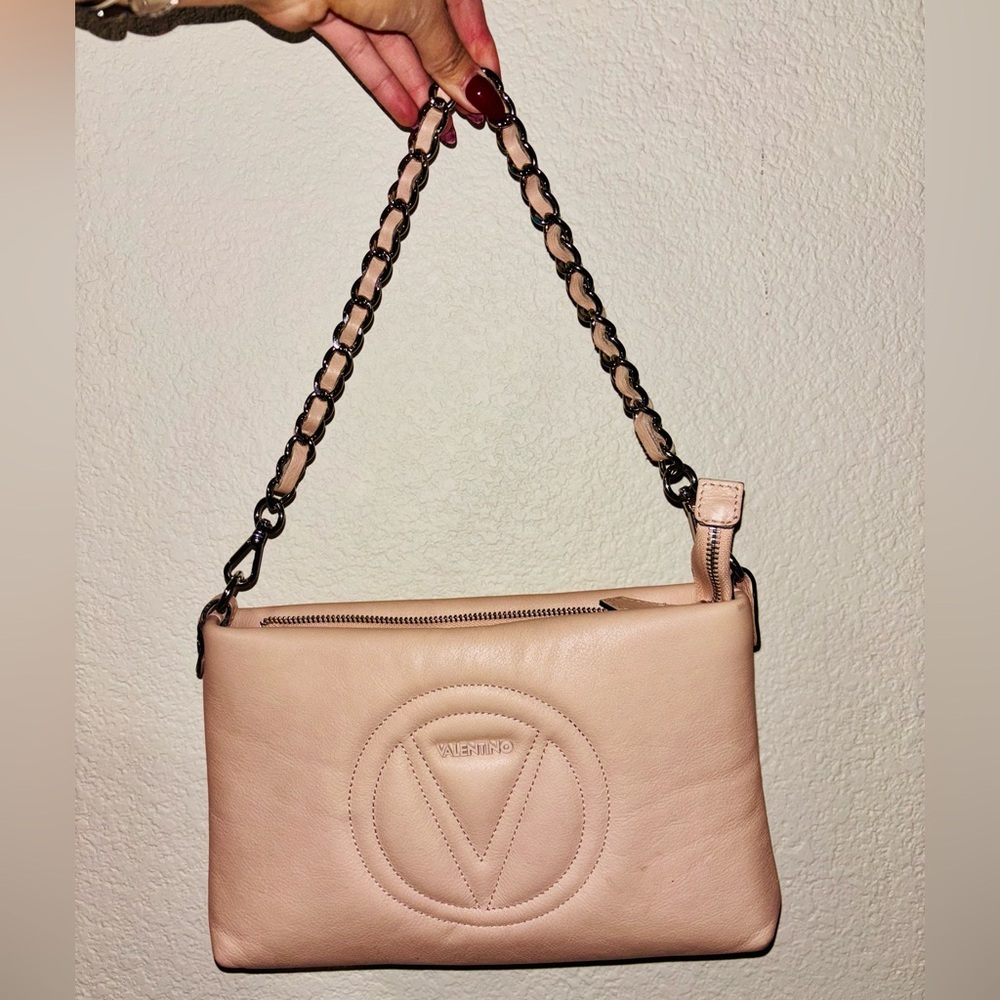 Valentino Blush Leather Chain Shoulder Bag